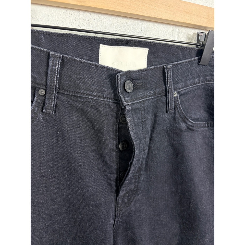 MOTHER Superior Scrapper Cuff Ankle Fray Jeans Womens 29 Whos Sorry Now Black - Picture 7 of 15